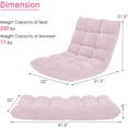 thumbnail image 3 of CQAOE Floor Chair with Back Support, 14 Adjustable Position, Padded Sleeper Bed, Couch Recliner, Gaming Floor Chairs for Meditation, Adults, Living Room, Gaming Chair Floor, Light Pink, 3 of 10