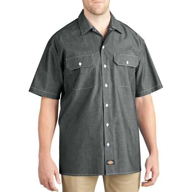 Dickies Men's Big Short Sleeve Shirt, Navy Chambray, XX-Large