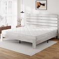 thumbnail image 5 of Wooden King Bed Frame with 49.9" Tall Headboard, Rustic Farmhouse Platform Bedframe with Wood Slat Support, No Box Spring Needed, Sturdy and Noise Free, Easy Assembly, White, 5 of 10