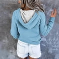 thumbnail image 4 of Women's Casual Pullover Hoodie - Long Sleeve Button Down Sweatshirt with Drawstring - Red, 4 of 6