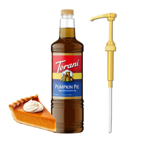 Torani Pumpkin Pie Flavouring Syrup, 1 Liter Plastic Bottle with Absol Gold Pump
