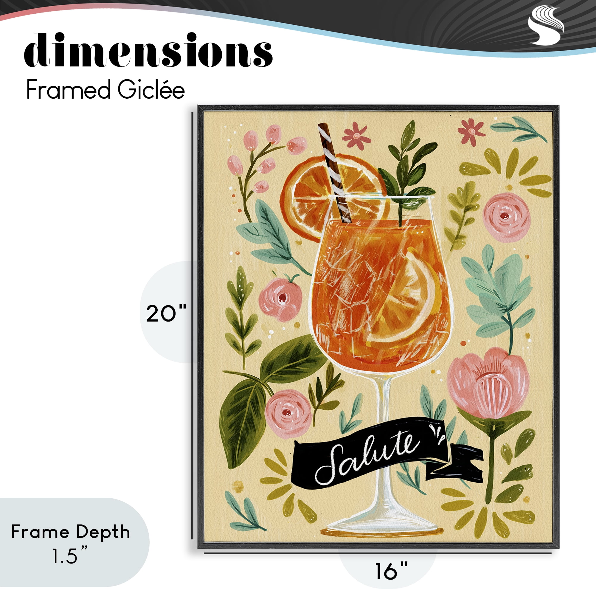 Stupell Industries Salute Citrus Cocktail Black Framed Giclee Art, design by Yen