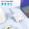 thumbnail image 2 of Protector contra sobretensiones para regleta de alimentación: 8 tomacorrientes con 4 puertos de carga USB (2 USB C), adaptador de enchufe plano ultradelgado JcBlaon con cable de extensión trenzado de, 2 of 5