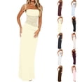 thumbnail image 5 of Women's Sexy Halter Neck Backless Satin Maxi Dress High Split Graduation Evening Gown, 5 of 5