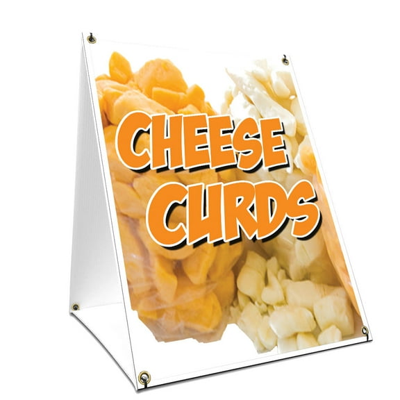 A-frame Sidewalk Cheese Curds Sign With Graphics On Each Side | 24" X 36" Print Size