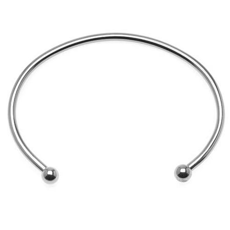 - Silver Plated Bangle Cuff Bracelet For European Style Beads Screw End Large