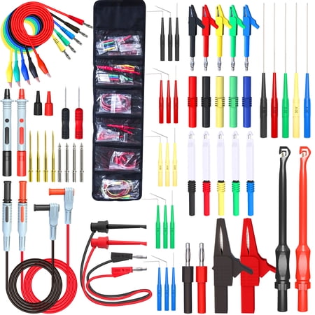 ELECTCHN Multimeter Test Leads Kit Back Probe Set with Replaceable Probes Set, Banana Plug to Test Hook Leads, Alligator Clips and Wire Piercing Probes for Electrical Testing Automotive Diagnostic