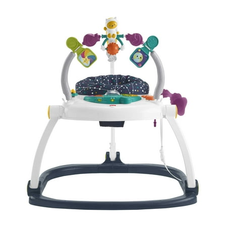 Fisher-Price Baby Bouncer Activity Center Jumperoo SpaceSaver with Lights & Sounds, Astro Kitty