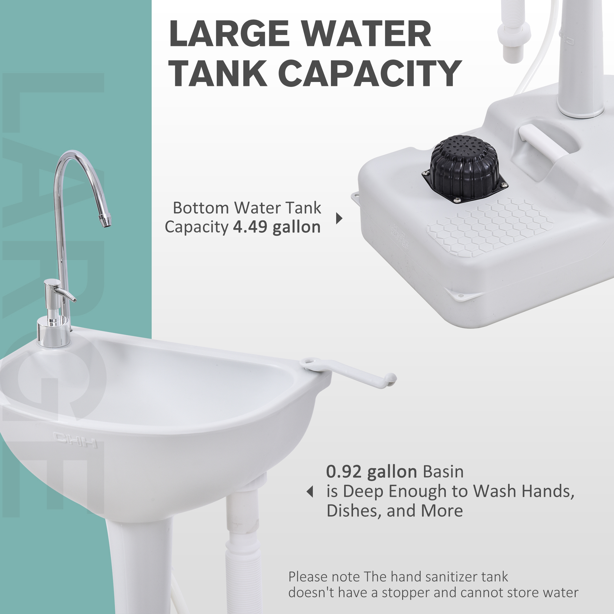 Portable 4.5 Gallon Outdoor Sink, Light Gray HDPE Camping Hand Wash Station with Handle & Wheels, Tool-Free Assembly for BBQ Picnic Worksite