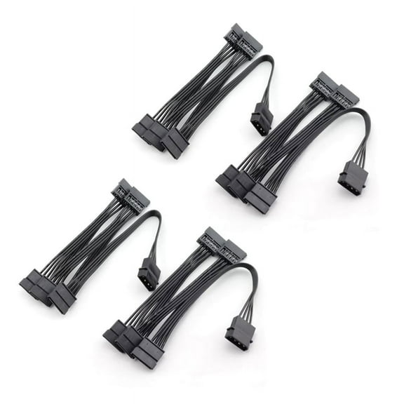 4PCS Molex 4Pin IDE to 5 15Pin Hard Drive Power Supply Splitter Cable for DIY PC Sever 18AWG 4-Pin to 15-Pin Power
