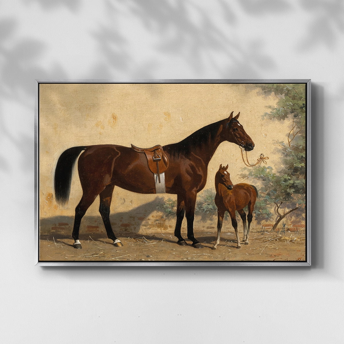 Vintage Animal Print-XLV By Wexford Home Framed in Silver Wood Gallery Wrapped Canvas 27 in. x 41 in.