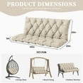 thumbnail image 6 of Snubbull Swing Replacement Cushion, Outside Bench Cushion with Backrest, 2-3 Seater Cushion with 6 Ties for Outdoor Furniture, 60 x 40 x 5 Inches Porch SwingCushion Garden Bench, Cream, 6 of 7