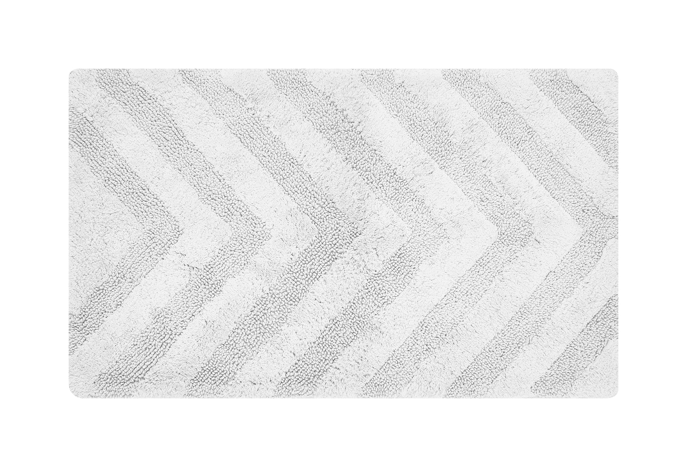 Better Trends 24" x 40" Bathroom Rugs 100% Cotton Soft Water Absorbent Non Slip Bath Mat Machine Washable Rug (White) Hugo Collection