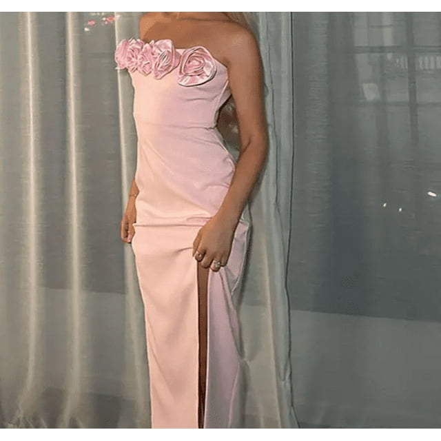 Off Shoulder Robe de Bal Femmes 3D Fleur Slash Cou Fente Robes Longues Banquet Formel Mariage Partie Robes de Soirée Vestidos
