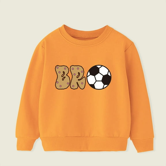 Cethrio Kids Boys Sweatshirts, Casual Long Sleeve Printed Pullover Tops Orange Size 5-6 T
