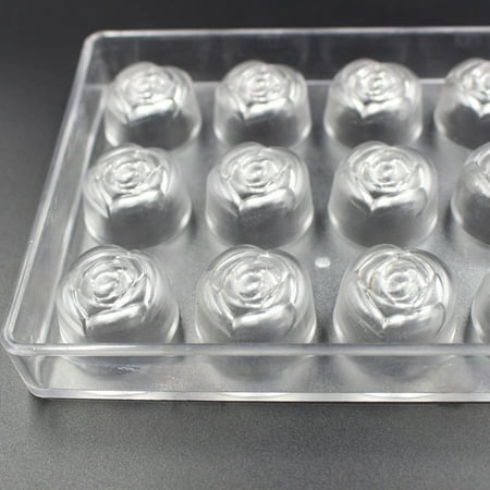 

Buodes Clear Hard Plastic Rose Shaped Polycarbonate PC Chocolate Molds DIY Jelly Mould