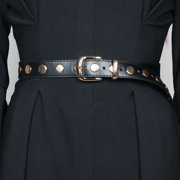 Zhuge Women's Vintage Leather Studded Belt, Fashion Punk Style Belt Perfect for Jeans, Dresses & Daily Outfits, 102cm, Black A