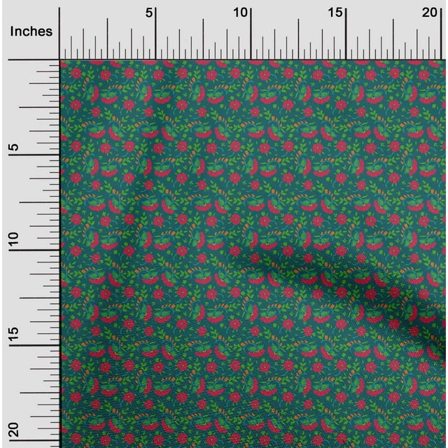 oneOone Polyester Lycra Fabric Leaves & Floral Block Print Sewing Fabric BTY 56 Inch Wide