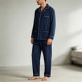thumbnail image 5 of Iyufng Mens Grid Plaid Sleepwear 2 Piece Sets Collared Button Long Sleeve Shirts and Loose Lounge Pants Soft Home Night Sleepwear for Fall and Winter, 5 of 6