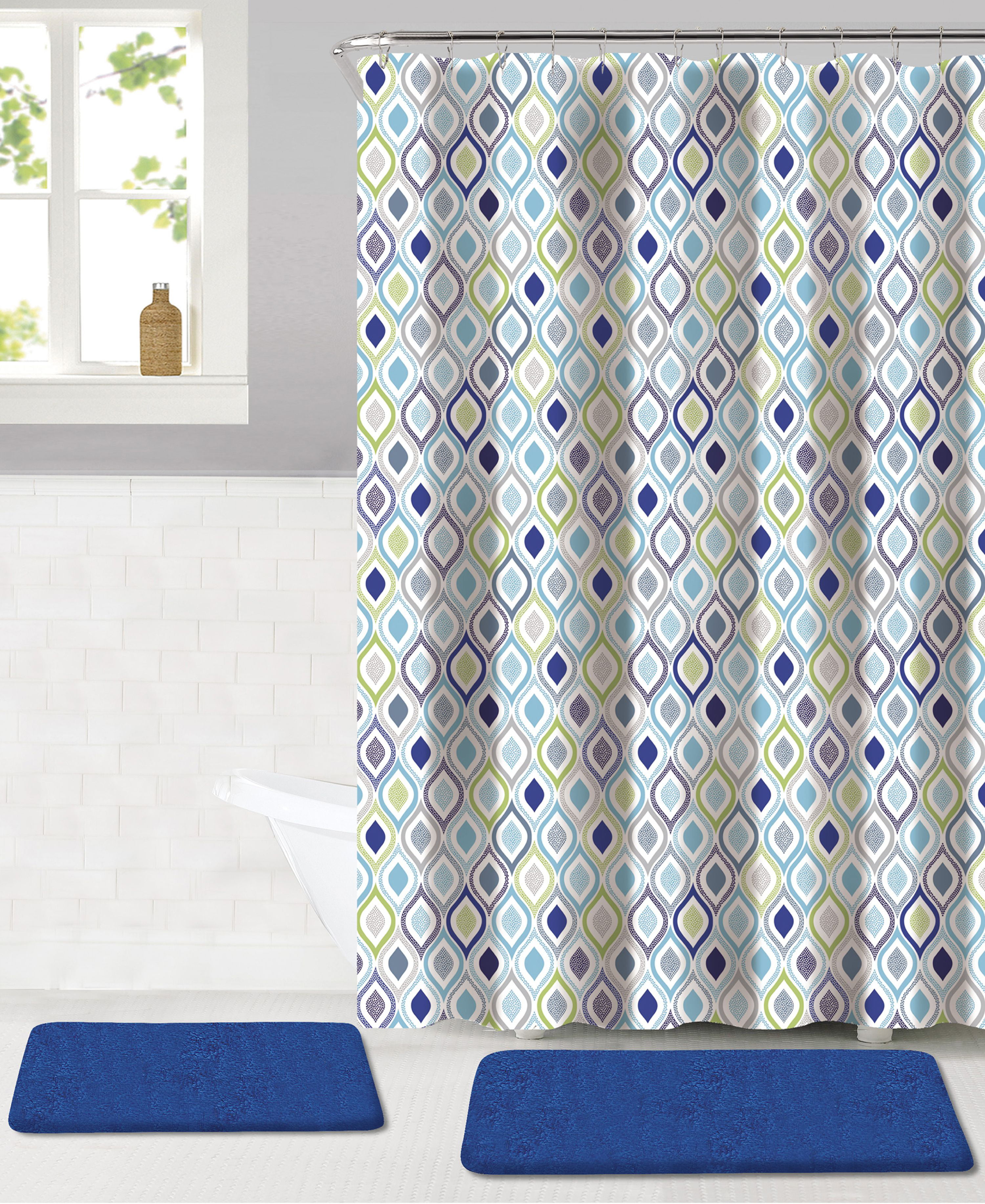 Rodeo Geometric 15Piece Shower Curtain and Bath Rug Set
