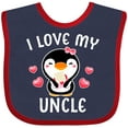 thumbnail image 3 of Inktastic I Love My Uncle with Cute Penguin and Hearts Girls Baby Bib, 3 of 4