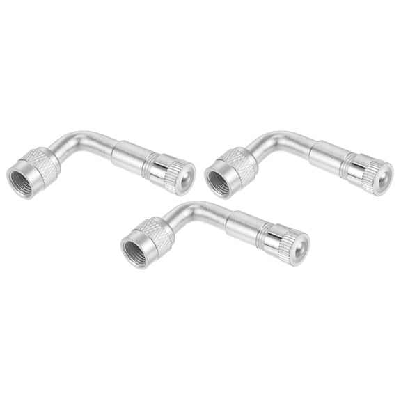 3 Pcs 90-Degree Car Tire Valve Stem Extenders Extension Universal for Cars RV Bicycles Silver Tone