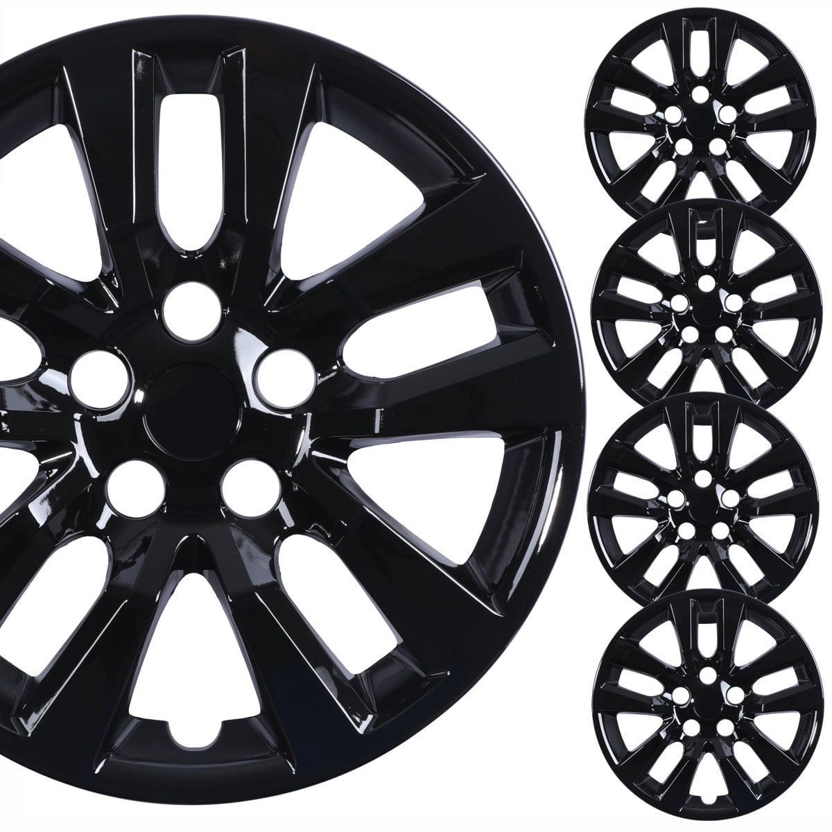 16" Set of 4 Hubcaps Wheel Rims Cover Fit for 2013-2018 Nissan Altima Sedan Compatible with Steel Wheels Snap on Installation(16-inch,Black Lacquer)