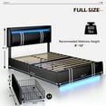 thumbnail image 4 of Faux Leather Bed Frame Full Size with 4 Drawers & USB Charging Station & LED Light Headboard Footboard, Modern Upholstered Platform Bed, No Box Spring Needed, 4 of 8