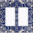 thumbnail image 6 of Metal Light Switch Plate Cover Mandala Blue White Floral Tile Pattern Damask MDL081, 6 of 13