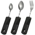 thumbnail image 1 of 3Pcs Adaptive Fork Spoon Cutlery for Elderly with Black Textured Surface Stainless Steel Utensils, 1 of 8