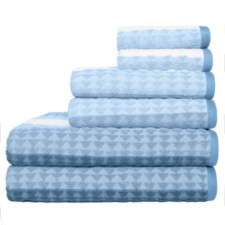 Harper Riley Brayson Stripe 6 Piece Bath Towel Set in Heritage Blue