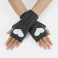 thumbnail image 2 of Ladies Warm Knit Fingerless Gloves Convertible Mittens Fashion Flowers Winter Handwear Cozy Textured Design, 2 of 6