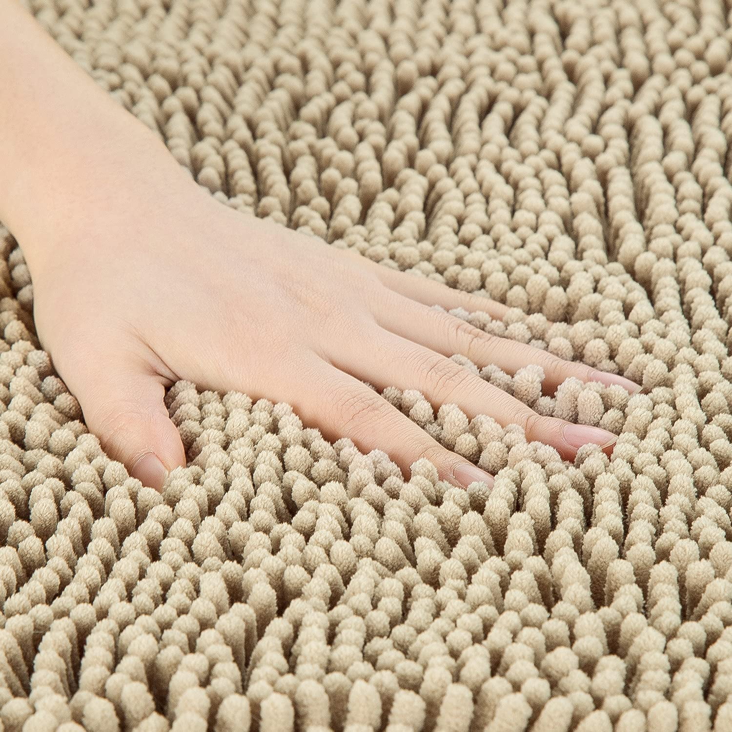 Softlife Luxury Soft Bathroom Non-Slip Rug Shaggy Bath Mat,20"x32",Camel