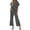 Black, variant on Women'S Striped 2 Piece Sets Short Sleeve T Shirts Wide Leg Pants Matching Lounge Set with Pockets Cream White S