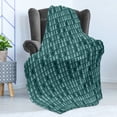 thumbnail image 4 of Teal Soft Flannel Fleece Blanket, Abstract Pine Fir Tree Silhouettes Triangular Christmas Wintertime Seasonal Forest Pattern, Cozy Plush for Indoor and Outdoor Use, 60" x 80", Teal, by Ambesonne, 4 of 5