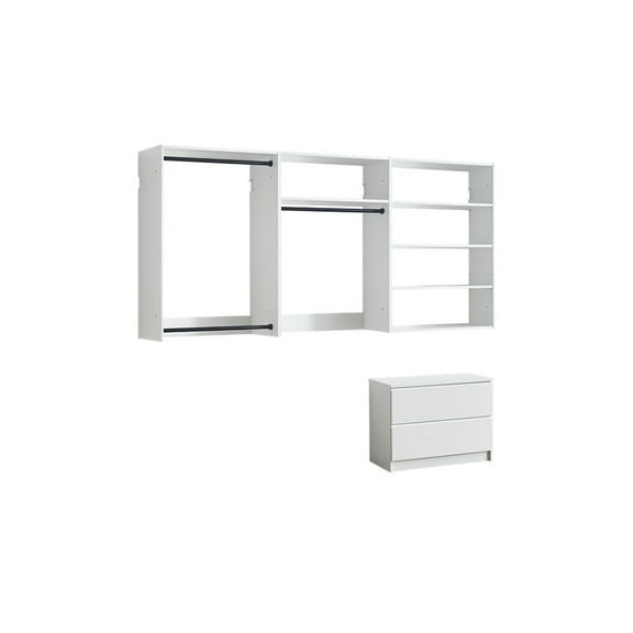 Klair Living Devi White Wall Mounted Walk in Wood Closet System
