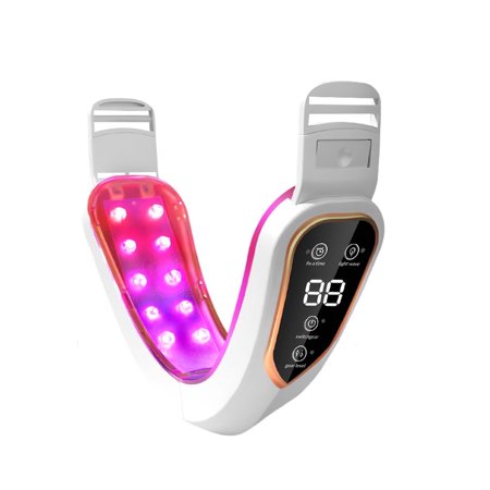 Professional Electric V-Shaped Facial Massager with Smart LCD Display, Wearable Photon Light Beauty Device for Neck and Jawline Relaxation, Adjustable Intensity for At-Home Spa, White