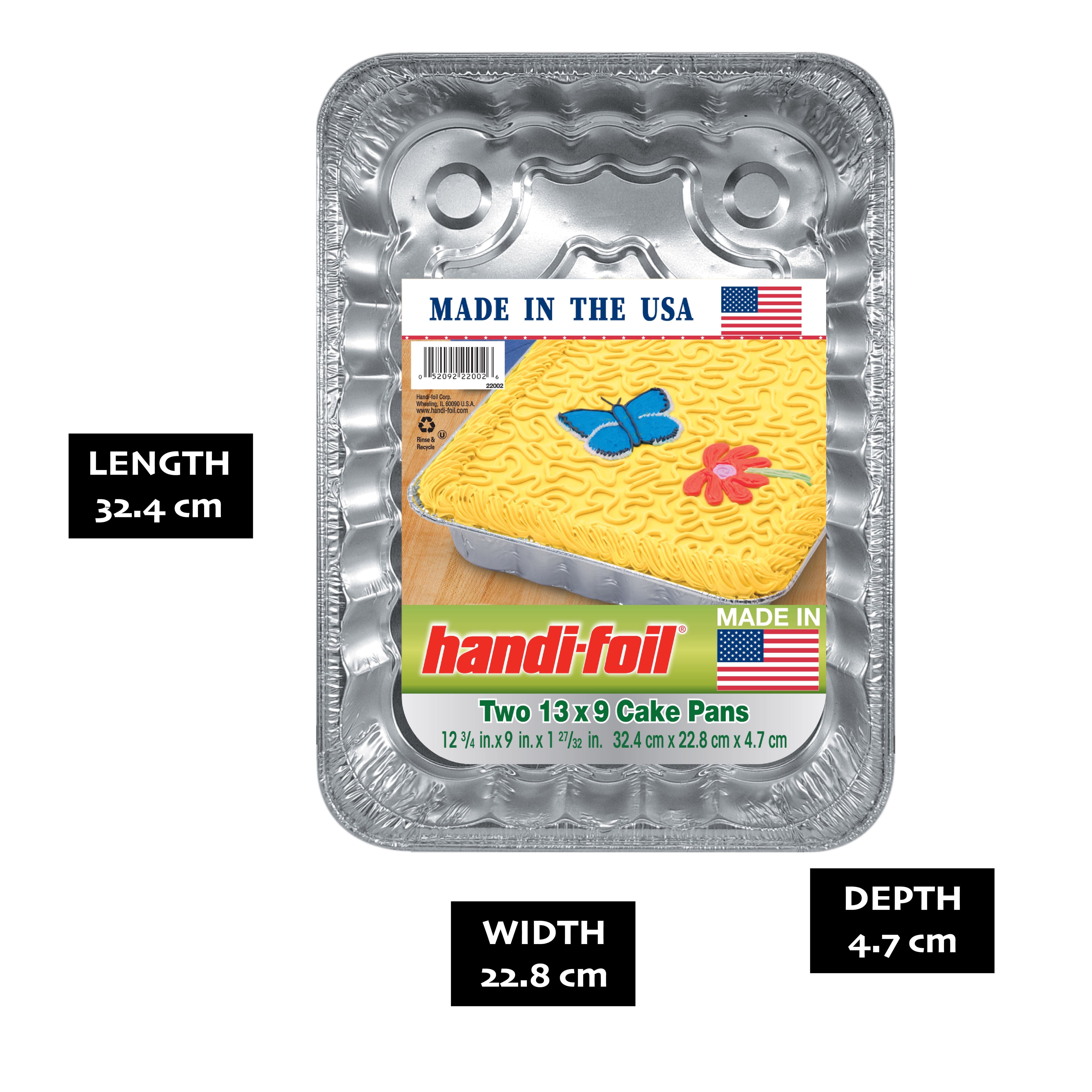 Handi-Foil Aluminum Rectangular Cake Pans, 13 x 9 Inch, 2 Count