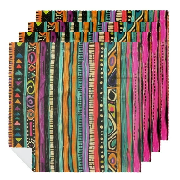 PHYHOO African Cloth Napkins Soft Tribal Traditional Different Shapes and Patterns Polyester Dinner Napkin for Family Restaurant Weddings Parties 2 PCS
