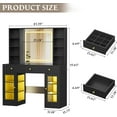 thumbnail image 2 of FANRAL Makeup Vanity with Mirror and Lights,Glass Top Vanity Desk with RGB Cabinets,43.5" Large Dressing Table for Women Bedroom,Black Vanity, 2 of 7