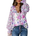 thumbnail image 1 of Blusa Biucly para mujer, casual, con estampado floral bohemio, primavera 2024, 1 of 4