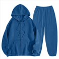 thumbnail image 1 of Sudadera con Capucha y Cremallera para Mujer, de Larga, Color Liso, Informal, de Otoño, con Chaqueta y Pantalón Azul S, 1 of 6
