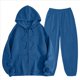 thumbnail image 1 of Sudadera con Capucha y Cremallera para Mujer, de Larga, Color Liso, Informal, de Otoño, con Chaqueta y Pantalón Azul M, 1 of 6
