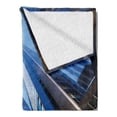 thumbnail image 2 of Urban Soft Flannel Fleece Throw Blanket, Looking up at Chicago's Skyscrapers in Financial District American City Picture, Cozy Plush for Indoor and Outdoor Use, 50" x 70", Blue Grey, by Ambesonne, 2 of 5