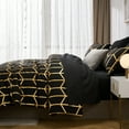 thumbnail image 4 of Flymme Black Gold Comforter Set Queen Size 7 Pieces Bed in a Bag Hexagon Comforter Set with Sheets Luxury Geometric Bedding Sets for Adults Teens, 4 of 10