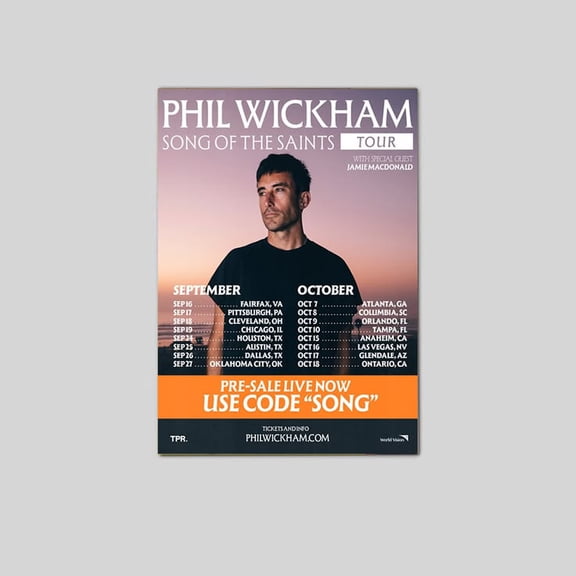 Phil Wickham Song Of The Saints Tour Music Poster Size 24''x36'' The Orange Shop