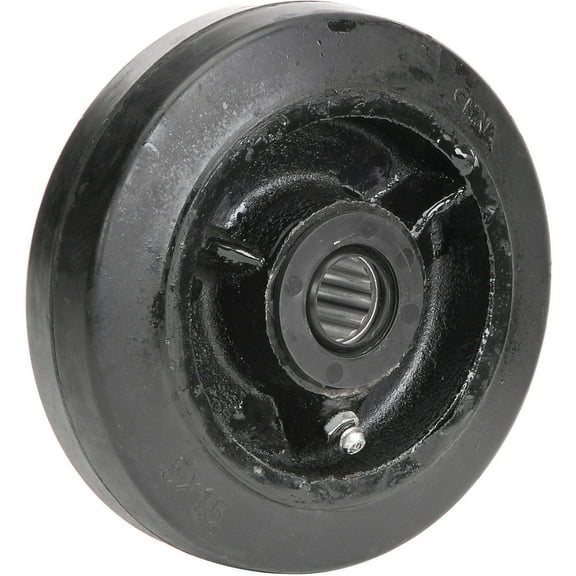 Global Industrial 5" x 1-1/2" Mold-On Rubber Wheel, 1/2" Axle, 1/Pk