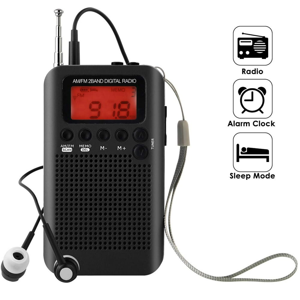 Portable AM FM Two Band Radio with Alarm Clock & Sleep Timer Digital