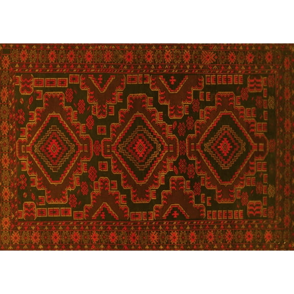 Ahgly Company Indoor Rectangle Persian Yellow Traditional Area Rugs, 3' x 5'