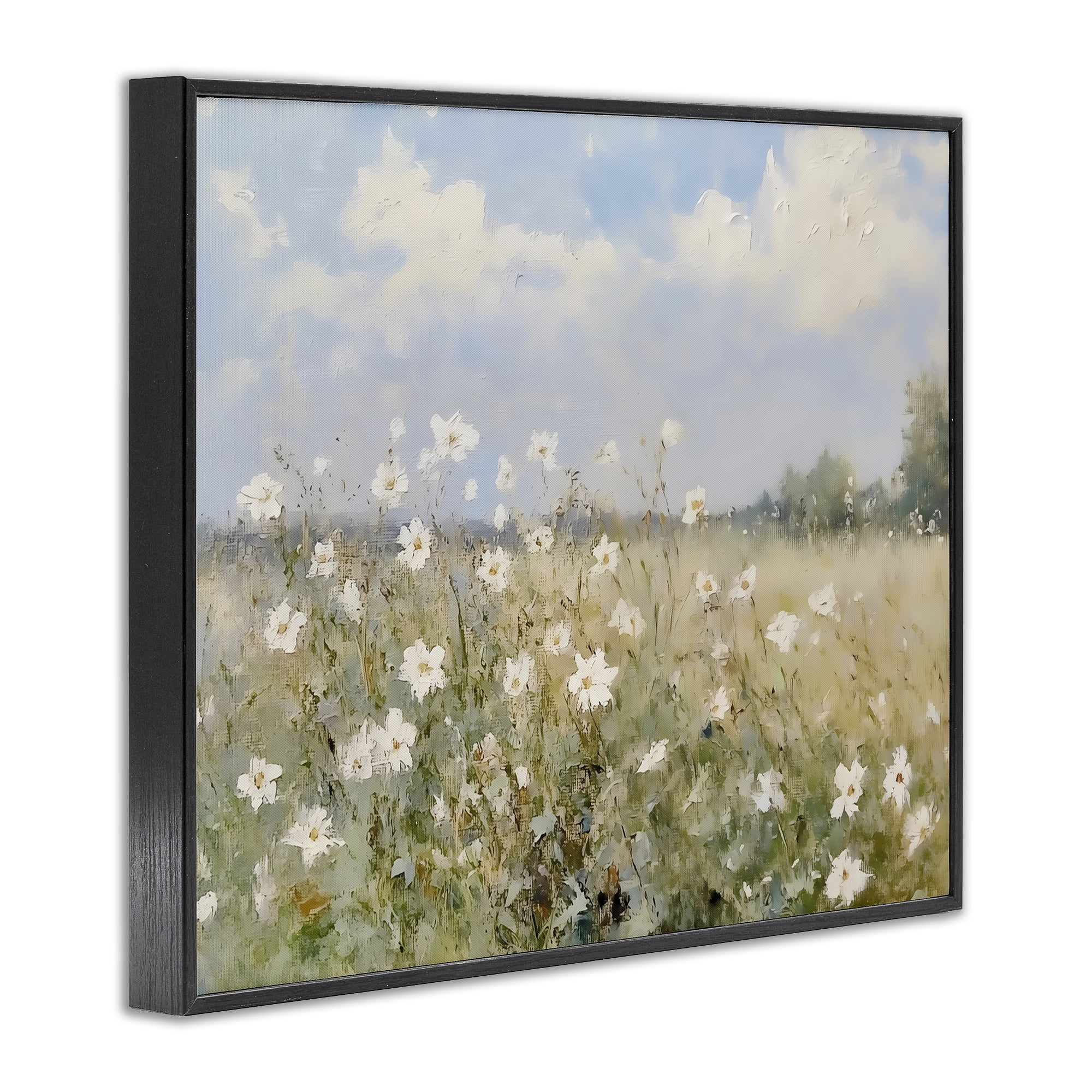 Stupell Industries Neutral Wildflower Field in Bloom Black Framed Giclee Art, design by LSR Design Studio